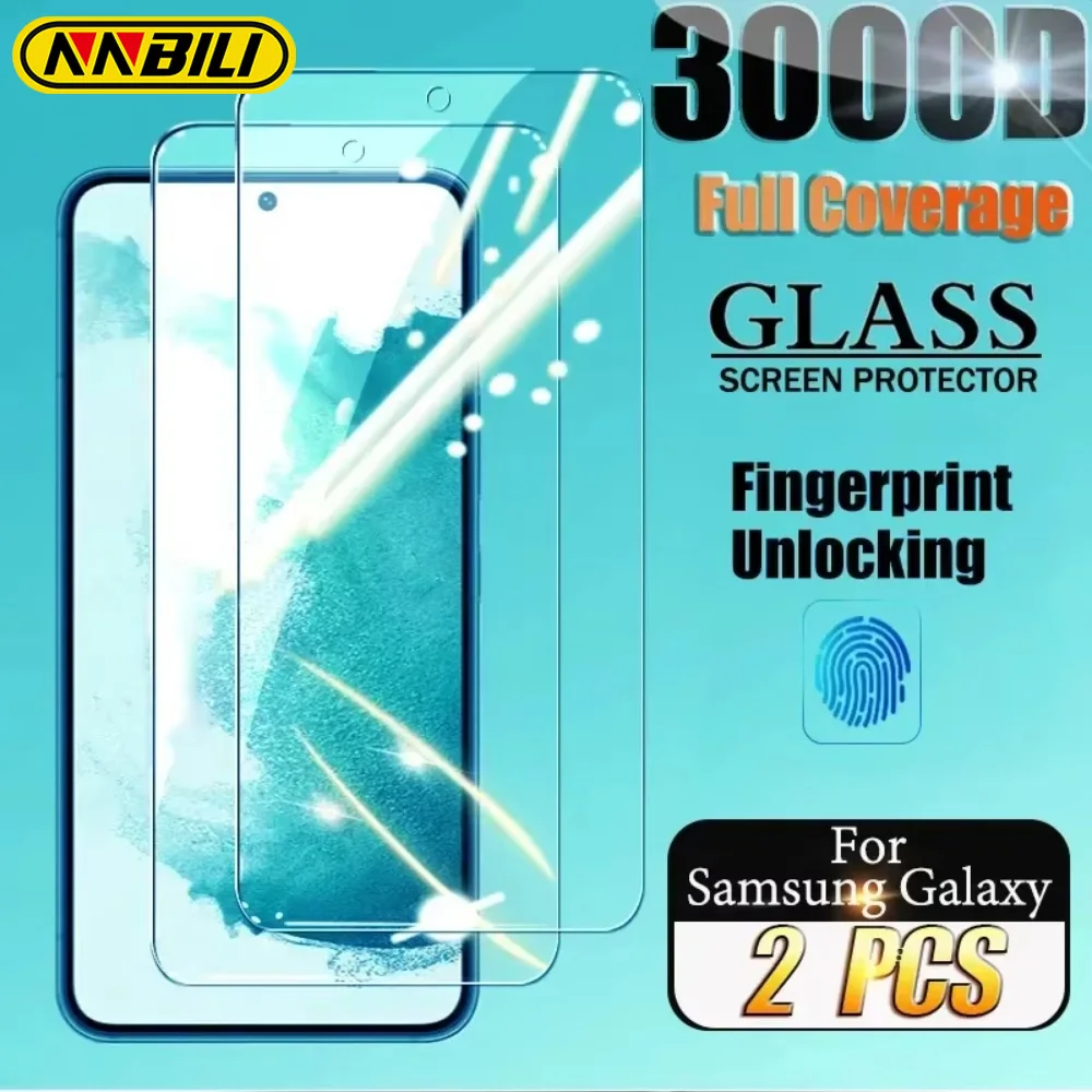 NNBILI 2PCS Fingerprint Unlocking Tempered Glass For Samsung S24 Ultra S23 S22 S21 Plus Screen Protector For Samsung S21 S20 FE