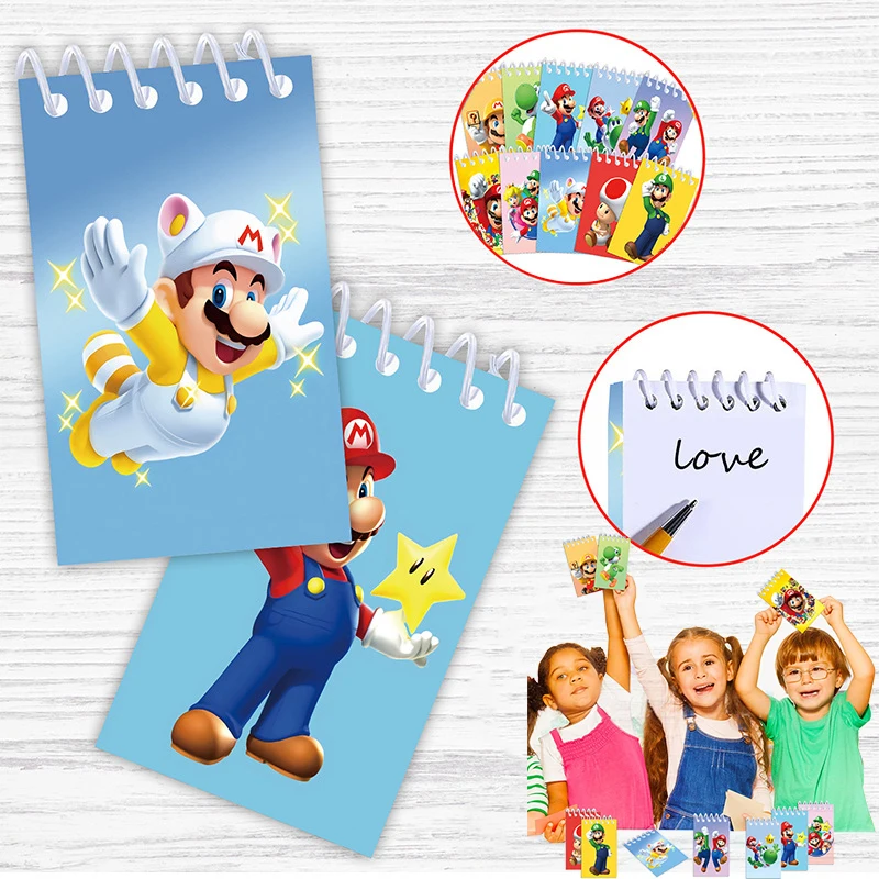 10pcs Super Mario Bros Mini Notebook Anime Binder Tear-off Memo Pad Portable Diary Planner Schedule To Do List Journal Supplies