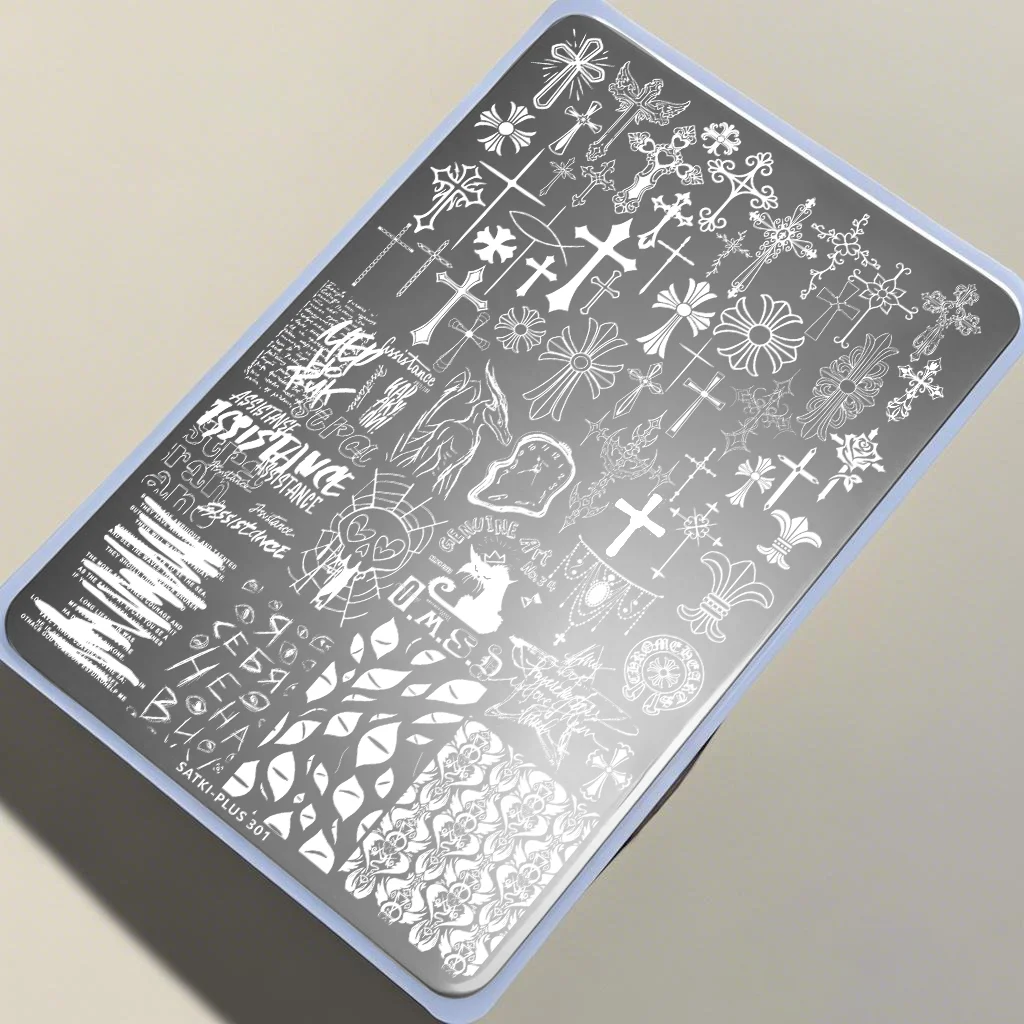 

Nail Art Stamping Plate Stamping Steel Plate Beginner-Friendly No-Painting Nail Decoration Template Cross Gothic Skull Rock Elements Stamping Gel Nail Polish Mold Nail Stamping Template Transparent Transfer Silicone Stamping Steel Plate Nail Art Tools