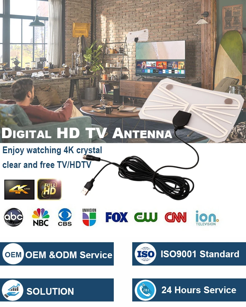 

New Hot Selling Thin Film DTMB DVB-T 1080P 4K UHF VHF HDTV Indoor Digital TV Flat Antenna