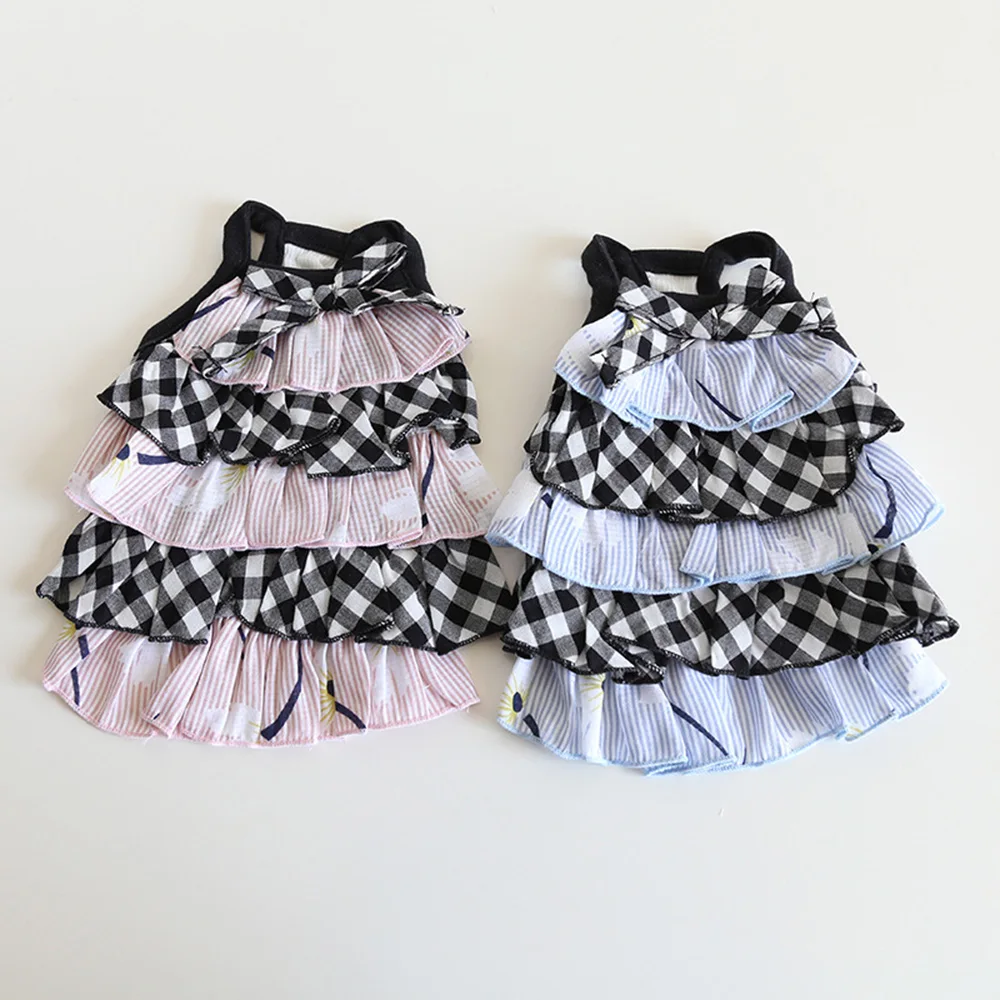 Dogs and Cats Dress Skirt Dandelion&Plaid Design Pet Puppy Spring/Summer Clothes Outfit 2 Color