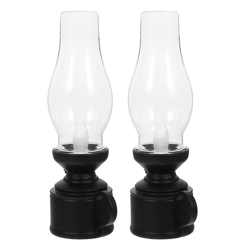 2 قطعة LED مصباح خمر ضوء لينة فانوس الزيت الزخرفية للعطلات هووسورمينغ الهدايا الرجعية منضدية