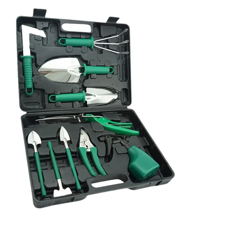 Cross-border Gardening Set Gift Box Pruning Scissors Shovel Rake Shears Watering Can Ten-Piece Household Planting Toolbox