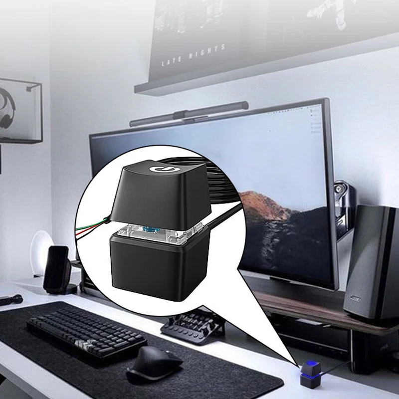 Portable Colorful LED Light Computer Desktop Power Switch PC Motherboard External Start Power On/Off Button Extension Cable