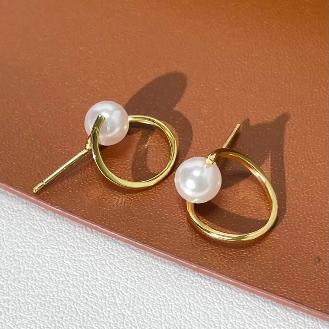 

Оптовая продажа, серьги из стерлингового серебра S925, фурнитура для крепления, базовые монтажные детали, аксессуар для жемчуга 6-7 мм, 5 пар/лот