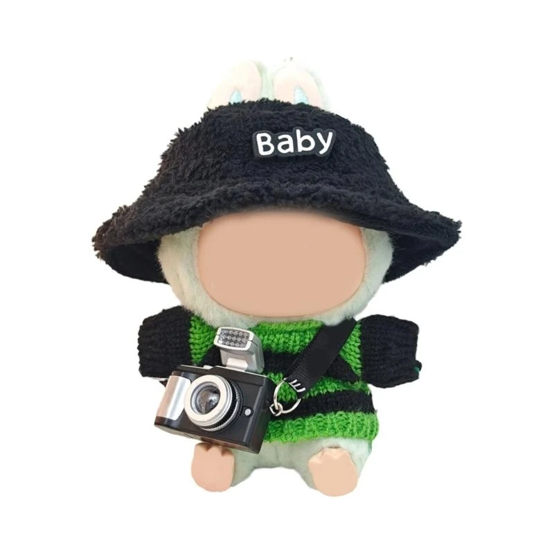 

Q0KB 17cm Doll Winter Clothes Set Sweater and Plush Hat Set for Anime Doll Display