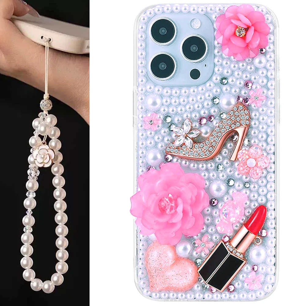 

Luxury Bling Diamond Rhinestone Cute for Women Girls Elegant Glitter Shiny Crystal Crown Love Gem Flower for iPhone 15 16 14 13