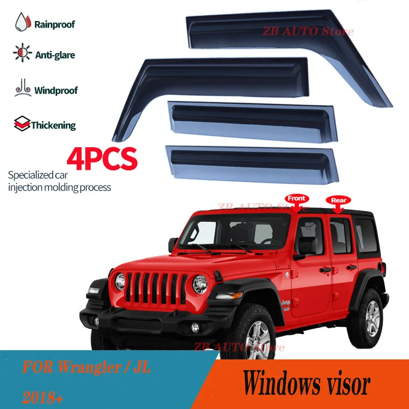 

For Jeep Wrangler JL 2018+ Window visors Rain water prevention; Covering the sunlight; Anti fog; Snow prevention