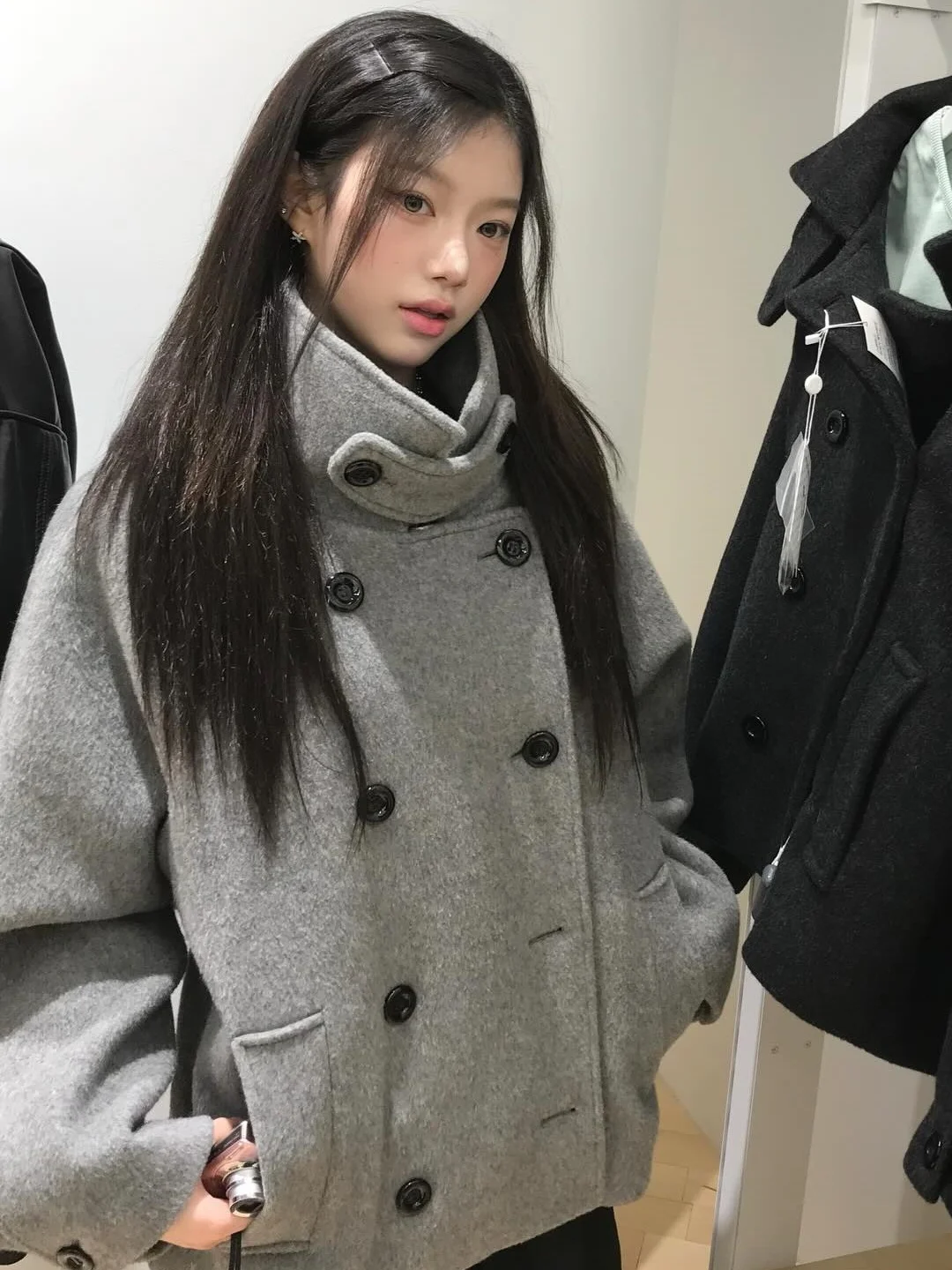 Retro Academic Style Woolen Coat Women's Loose Hooded Stand Collar Double Buttoned Outerwear Japanese Style Thick Winter Coat
