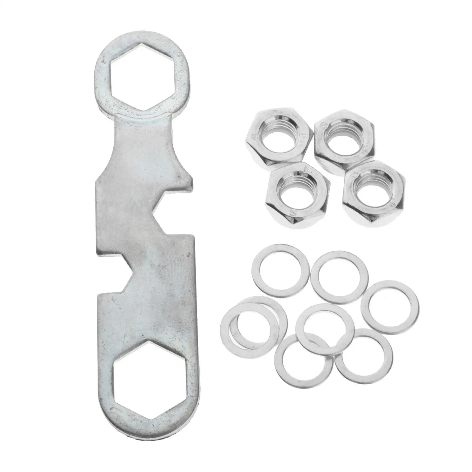 2-4pack Skateboard Truck Rebuild Kit Washers M8 Nuts and Wrench Tool Silver