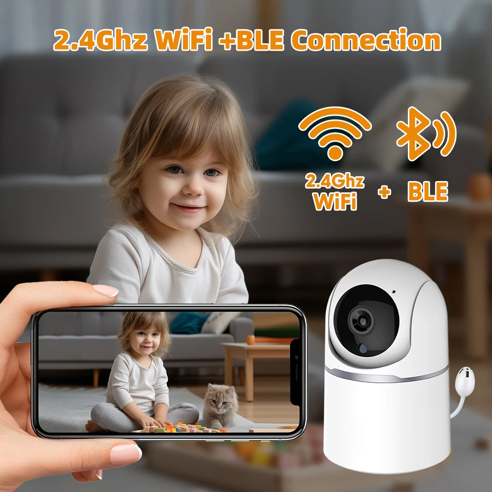 Imagem -02 - Tuya Inteligente 2k 4mp 2.4g Ble Wifi Monitor do Bebê Detectar Choro Modo Privado Temperatura Umidade Alarme Canção de Ninar Áudio Vídeo Babá Câmera