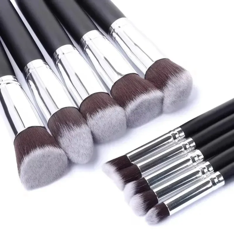 10 Pcs/kit Soft Fluffy Professional Synthetic Makeup Brush Set Cosmetics Foundation Blending Blush Contour Makeup Tools