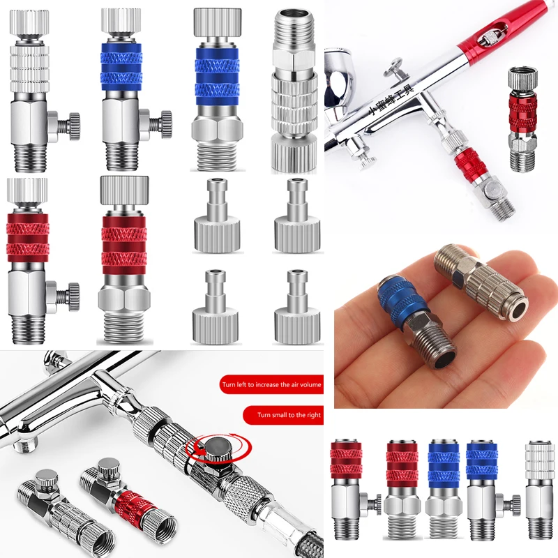 1 Set 1/8 Inch BSP Male And Female Connections Adapter Air Brush Parts Airbrush Quick Disconnect Coupler Release Fitting Plug