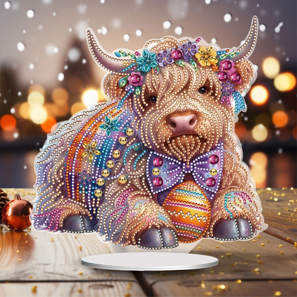 

Special Shaped Diamond Painting Desktop Ornaments Kit Yak 5D DIY Diamond Art Tabletop Decorations for Home Office Desktop Decor