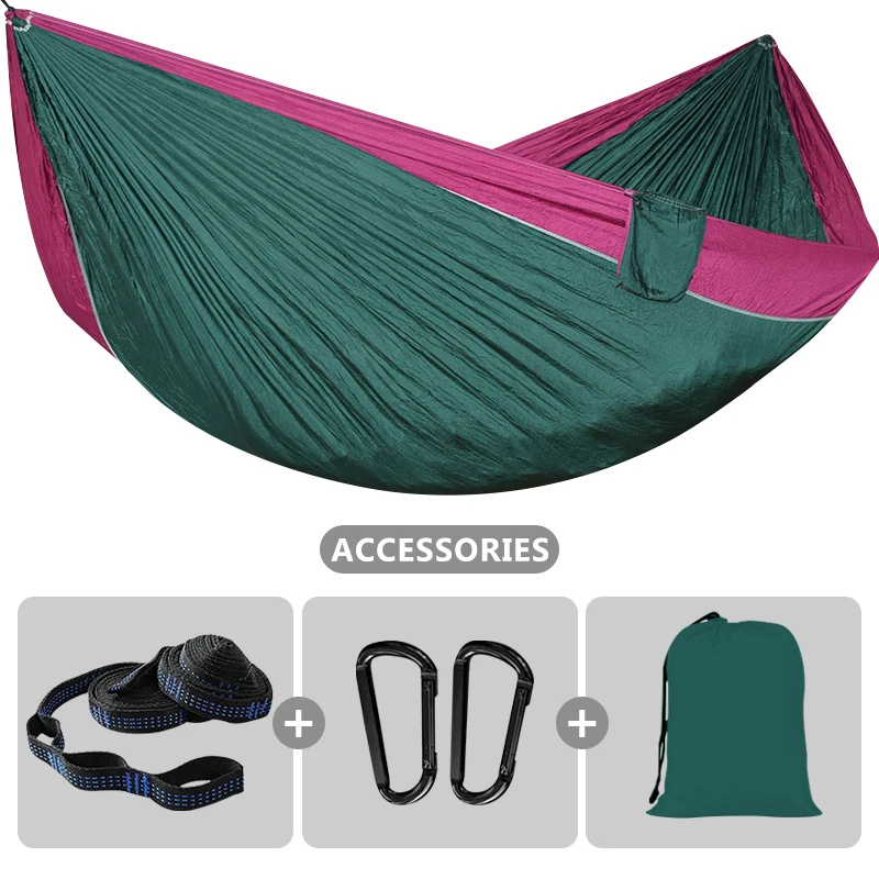 

2 Persons 210T Nylon Parachute Hammock Hanging Sleeping Bed Durable Outdoor Camping Hammock with Tree Straps Backpacking Travel