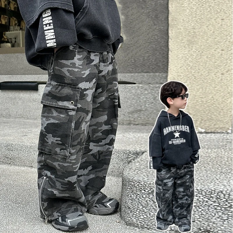 

Baby Boys Pants Tween Boys Autumn Cargo Pants Toddler Students Camouflage Pants Kids Casual Street Fashion Long Pants Age 2-11Y