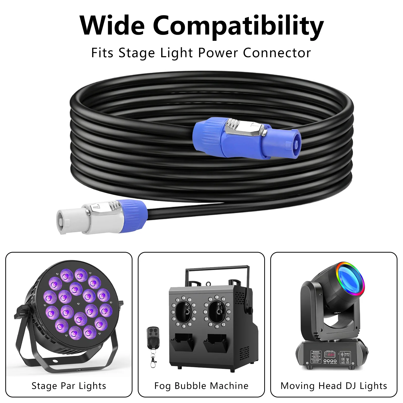 High Quality PowerCON 3x1.5mm² Single Phase Extension Cable Black 3 Core Power Connect Cable Stage Light LED Light Event Show