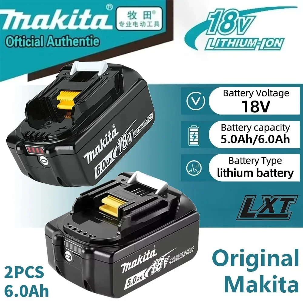 

618 Genuine Makita 18V 6A Rechargeable Lithium Ion Battery With Charger For Makita BL1860 BL1840 BL1850 Power Tool Battery