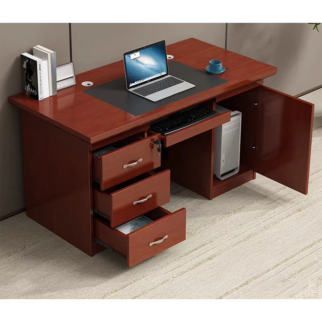 Classic Antique Traditional Style Staff Desk Set Manager Computer Desk Painted Wood Veneer