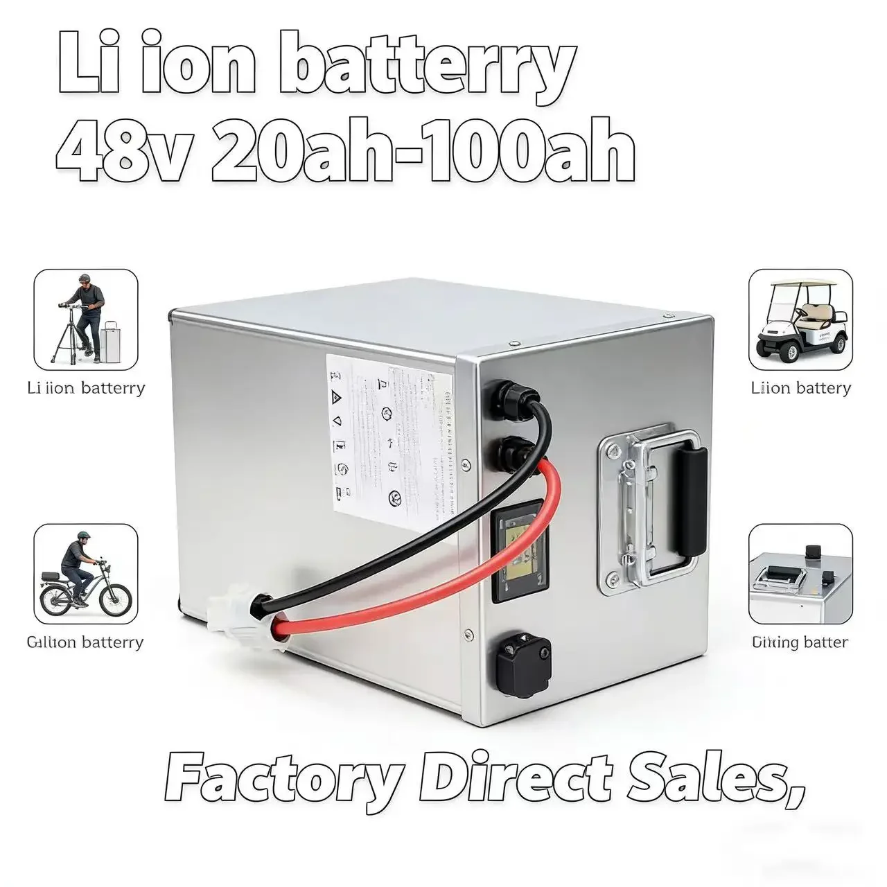 48V Lithium Ion Battery Pack – 1kW to 5kW High Power Compatible | Multiple Capacities 20Ah–100Ah | Perfect for Golf Carts, Hov