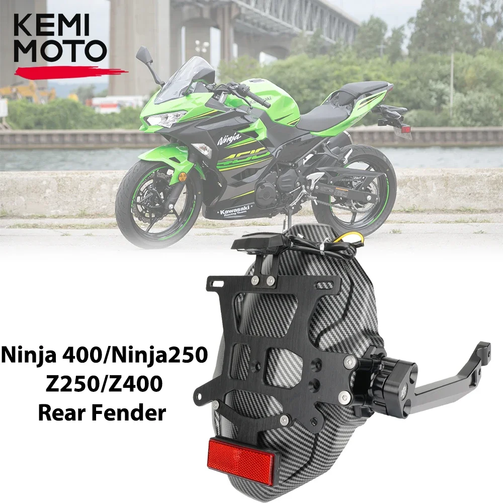 Ninja400 Ninja250 Motorcycle Rear Mudguards For Kawasaki Z400 Z250 Mudguard Wheel Splash Guard Fender LED License Plate Frame