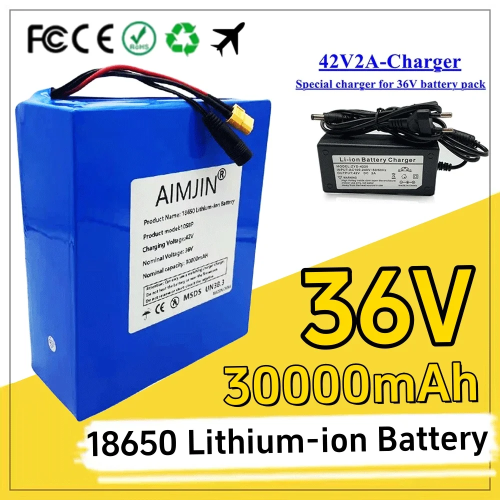 

36V 30Ah 18650 10S8P Lithium battery pack Built-in 30A BMS 1000W motor For 42V Electric toys RV camping trip Scooter etc