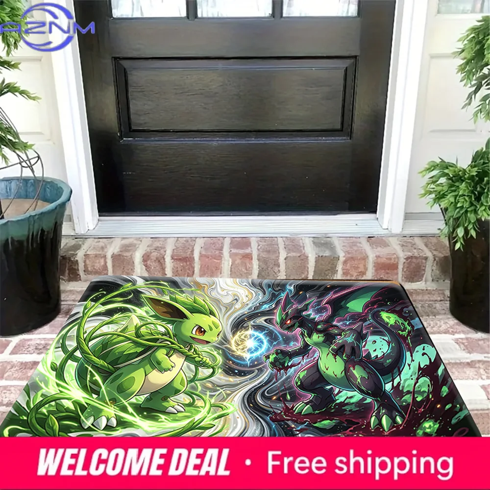 Grass Type Eevee vs Dragon Type Print Non-Slip Floor Mat Doormat