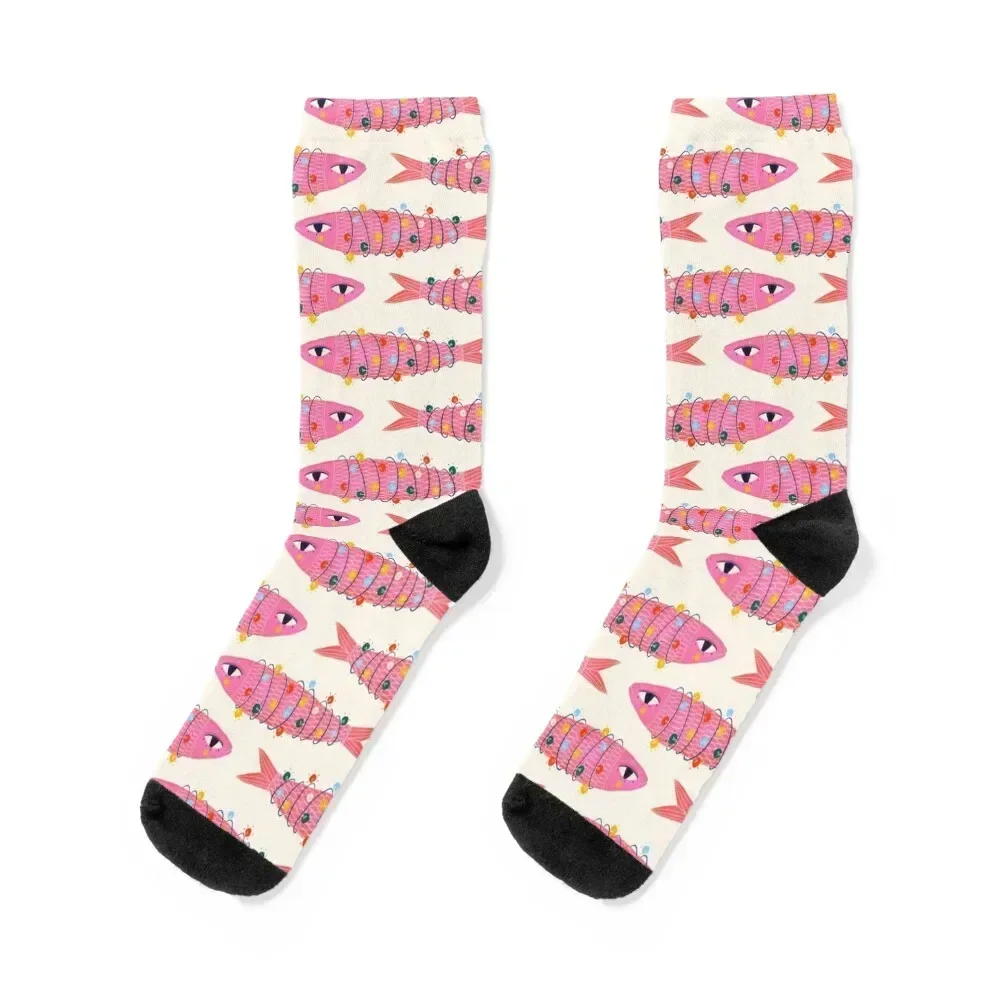 

Pink Christmas Sardine Socks compression Christmas Socks Ladies Men's