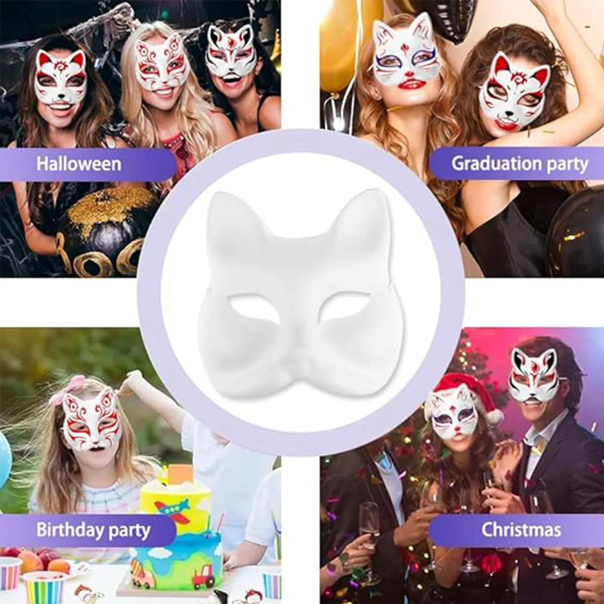 1/2/3/5/8/10pcs Masquerade Cat Face Masks DIY Party Masks Props Paintable Blank Masks Party Cosplay Accessories