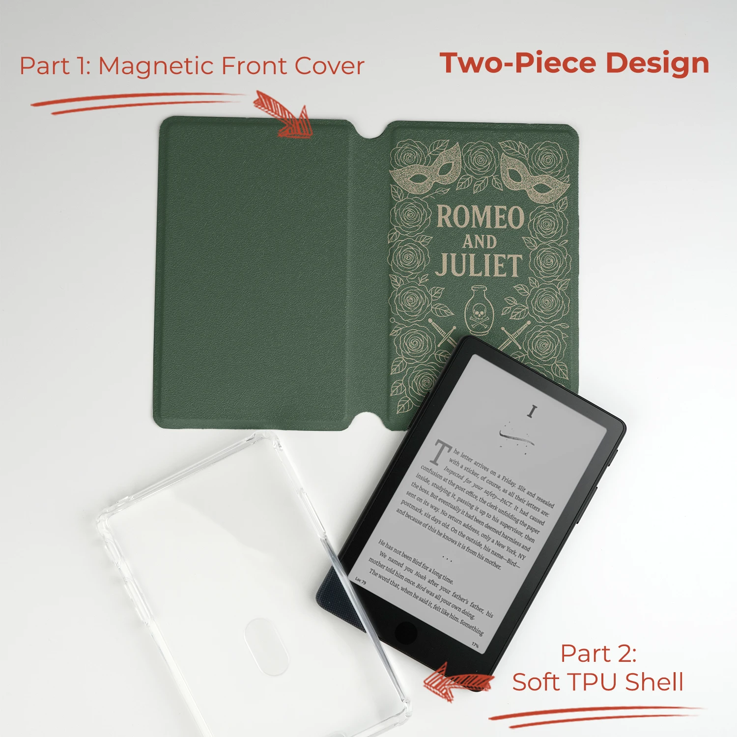 Etui na telefon w stylu vintage, imitujące okładkę książki, pasujące do modeli XTEINK X4 Pro i XTEINK X4Pro. Odpinana, przezroczysta obudowa z TPU, cienka, zapewniająca ochronę. — zdjęcie produktu 2