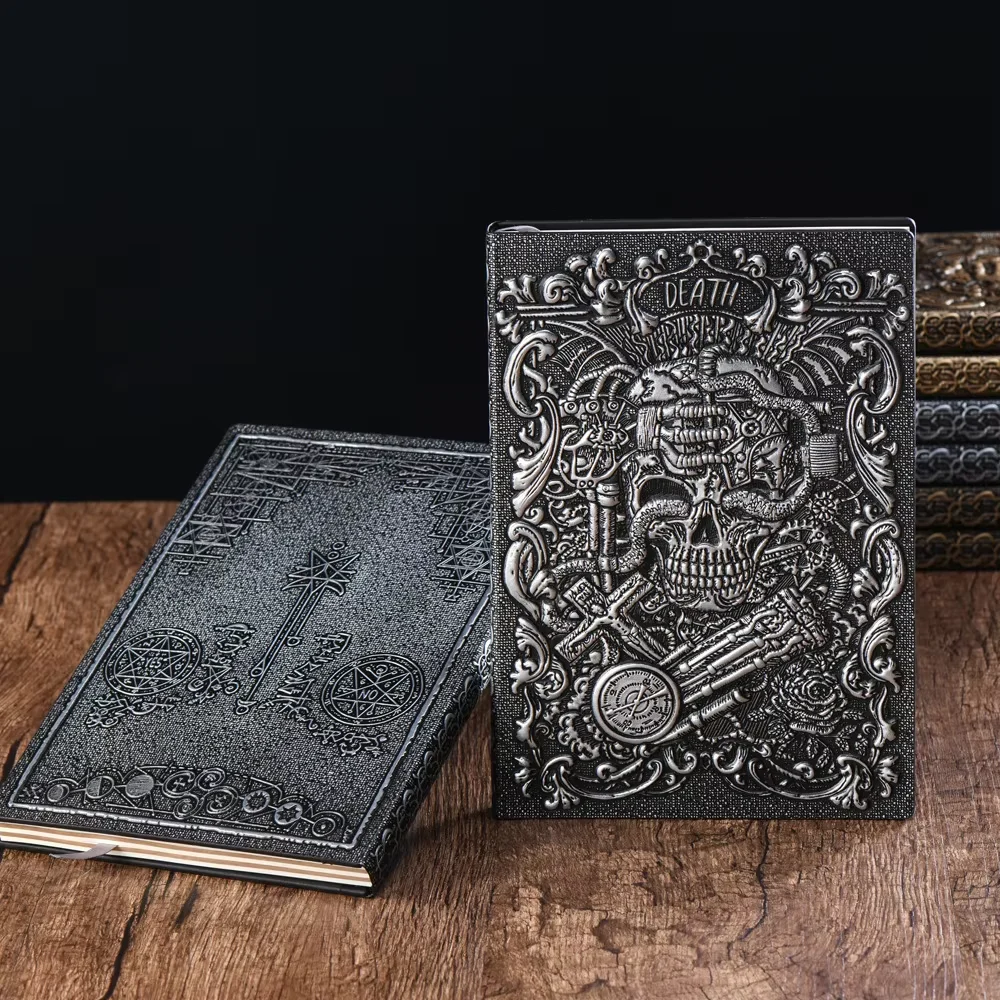 1Pcs Retro 3D Tarot Relief A5 Notebook Journal Embossed Writing Notebook Handmade Leather Cover Diary Gift Office Supplies