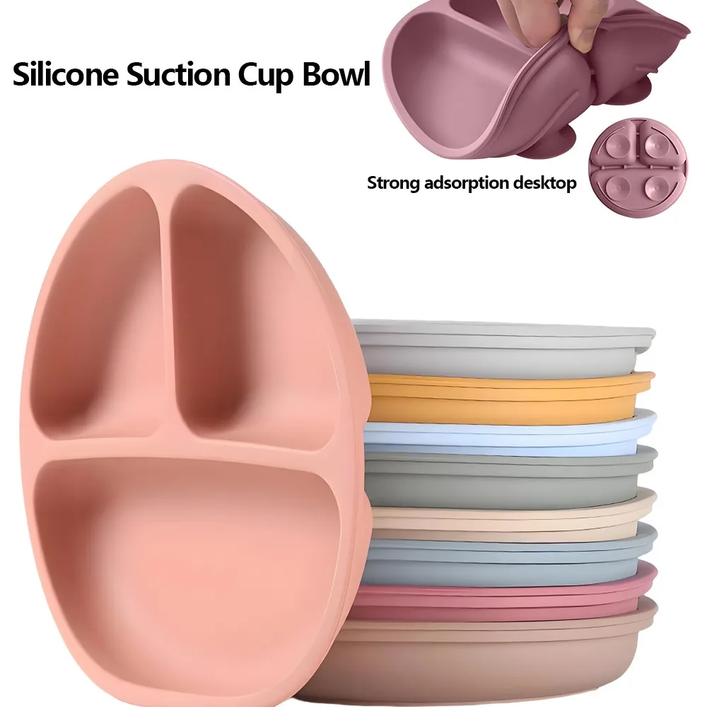 Food Tray Lunch Box Silicone Children's Tableware Strong Adsorption Desktop Food-Grade Silicone Tableware