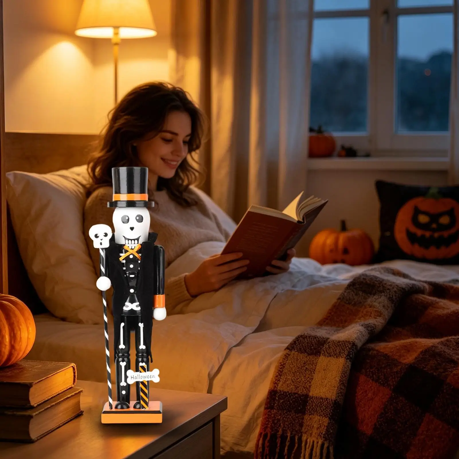Halloween Nutcracker 15-inch Spooky Wooden Decor Centerpiece Statue Halloween Decorations For Indoor Outdoor Home House