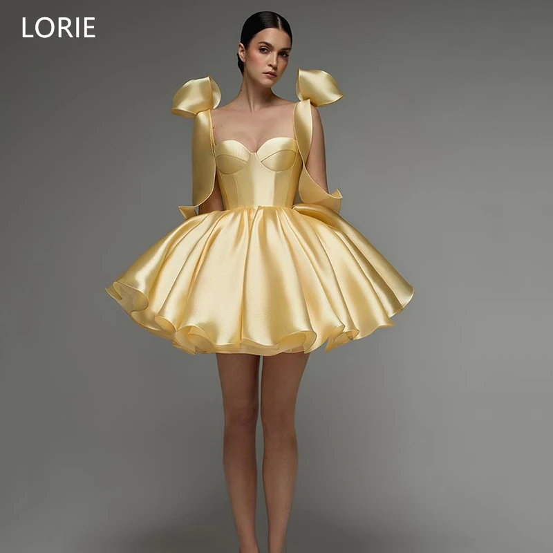

LORIE Elegant Shiny Mini Evening Dress Sweetheart Neck Party Birthday Dresses Bow Draped A-Line Prom Gowns Customized