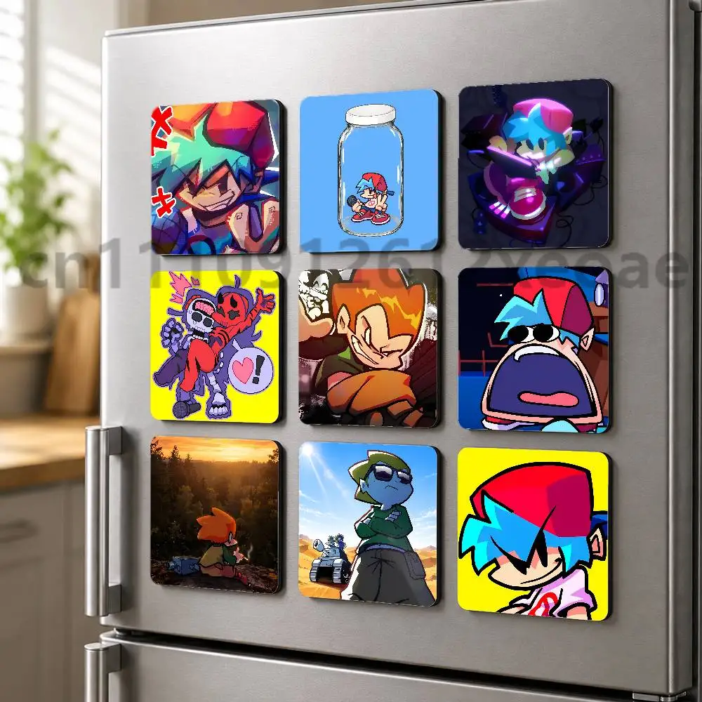 Friday Night F-Funkin Creative Square Fridge Magnet Cartoon PVC Refrigerator Decor Gift for Home Office