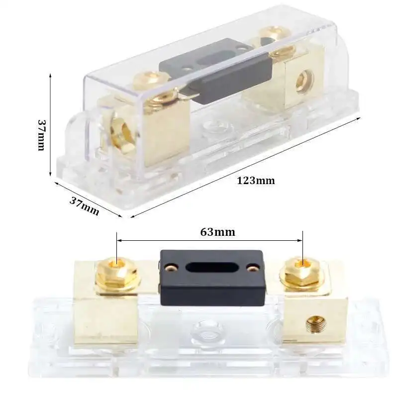 Gold Car Auto Holder Bolt-On Automotive Audio Fuse Holders Fusible K With 40 50 80 100 125 150 250 300 400A Amp