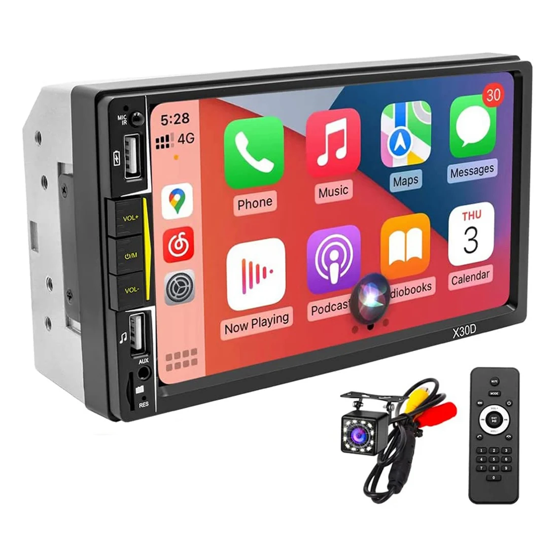

Автомобильная стереосистема Double Din с CarPlay, 7-дюймовым сенсорным экраном, Bluetooth и резервной камерой, телефонным аудиоприемником с зеркальным звеном
