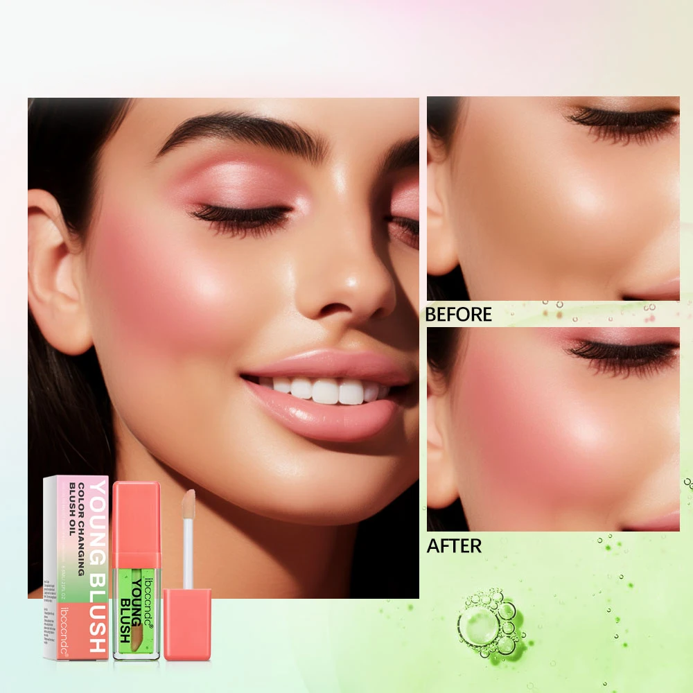 Color-changing Blush Oil Brighten Skin Tone Lasting Easy To Color Liquid Blush High-gloss Facial Makeup Cosmetics Liquid Blusher