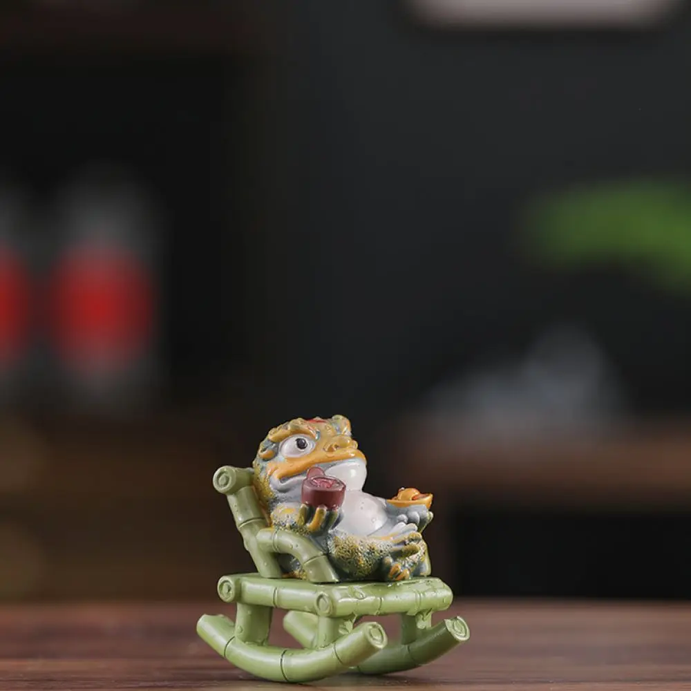 Artistic Feng Shui Money Toad Ornament Resin Craft Tea Table Decor Heat Activated Color Changing Statue For Collection