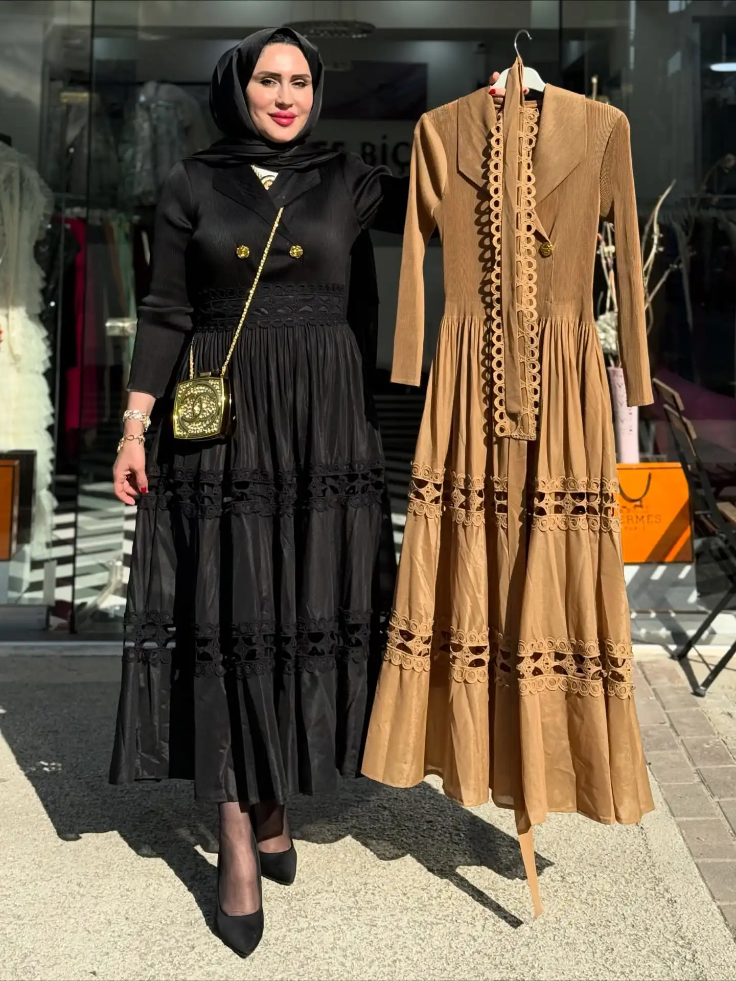 فستان EGRM لحفلات الزفاف التقليدية بطيات على شكل حرف a بدلة أنيقة بياقة نسائية فساتين تنحيف الخصر 2026 جديد 6G5973 #5