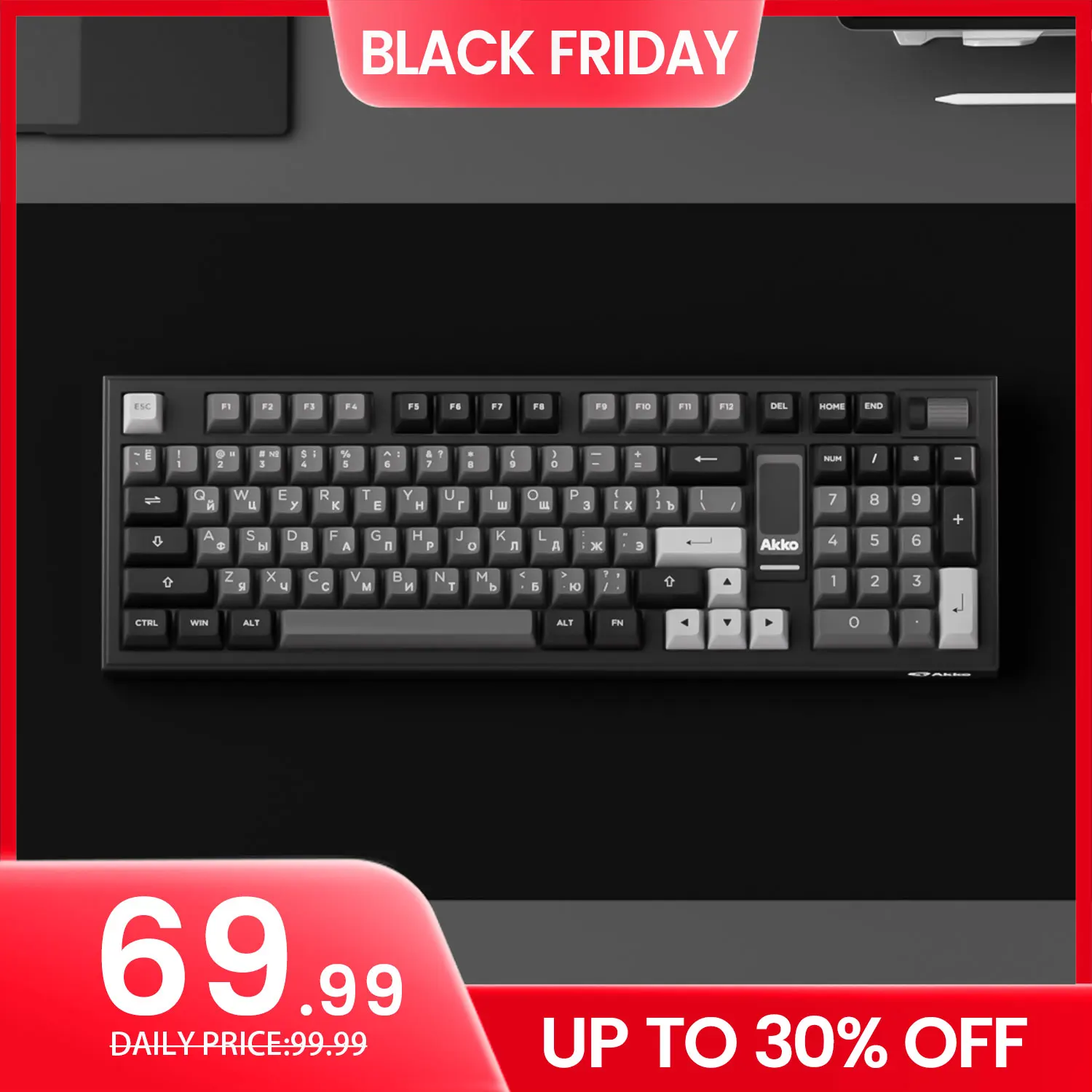 

Akko 5098B Mechanical Keyboard Russian Keycaps Hot Swap with 1.47-inch LCD Screen 2.4G/Bluetooth Wireless Gaming Keyboard