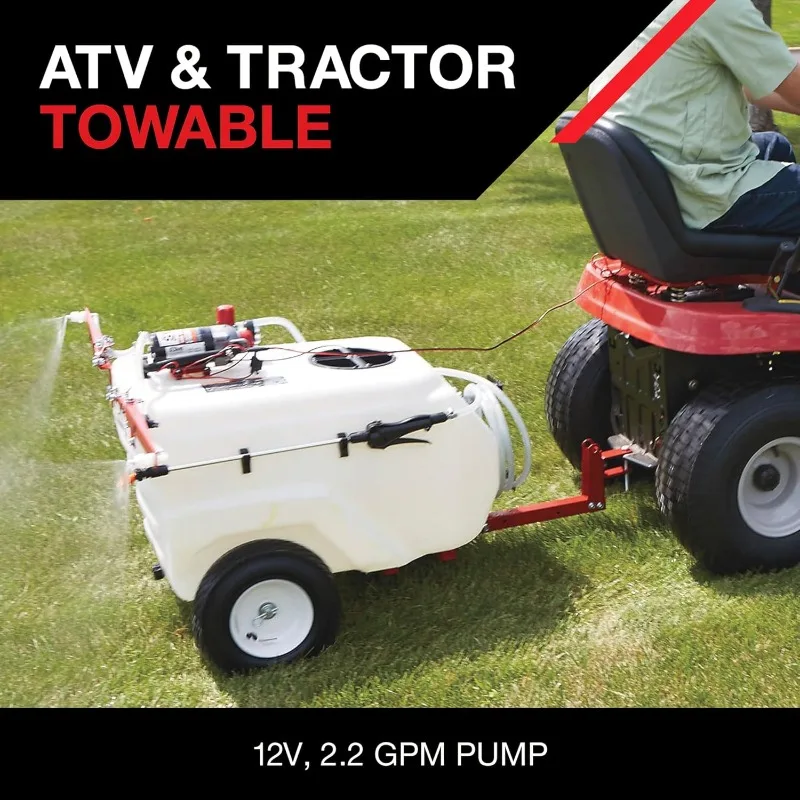Tow-Behind Trailer Boom Broadcast and Spot Sprayer - 31-Gallon Capacity, 2.2 GPM, 12 Volt DC image 4