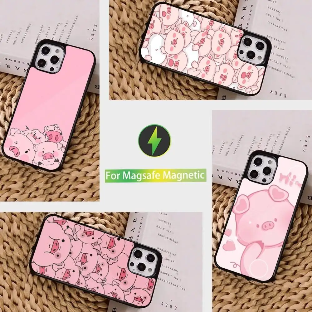 

Cute Cartoon Animals Piggy Phone Case For iPhone 16,15,14,13,12,11,Pro,Max,Plus,Mini, Magsafe,Magnetic Wireless Charging Case