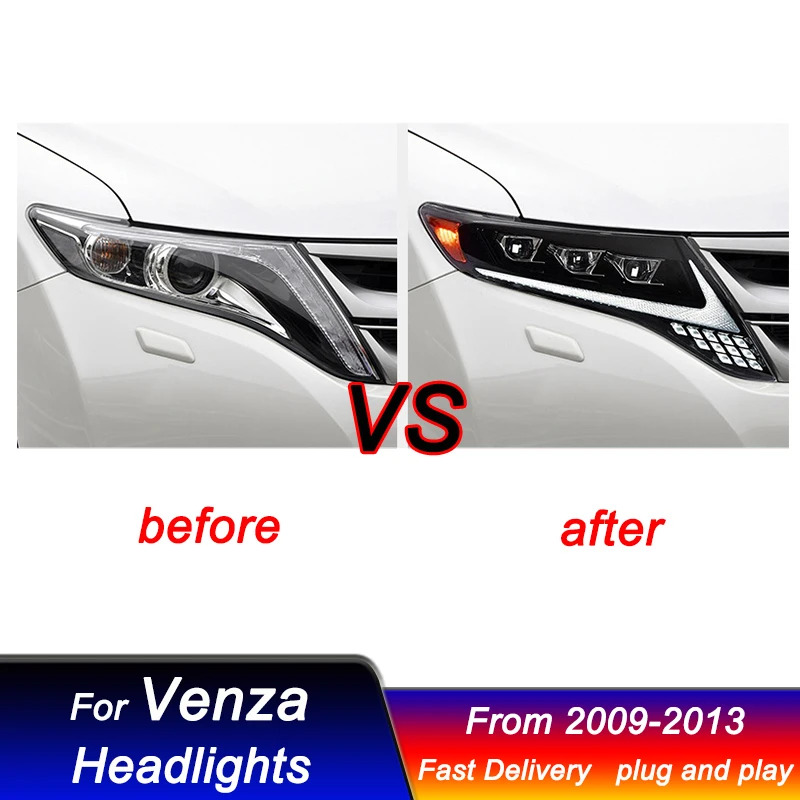 سيارة Led المصابيح الأمامية لتويوتا فينزا 2009-2013 لكزس نمط كامل LED DRL ديناميكية إشارة رئيس مصباح ثنائية زينون شعاع كشافات Accembly