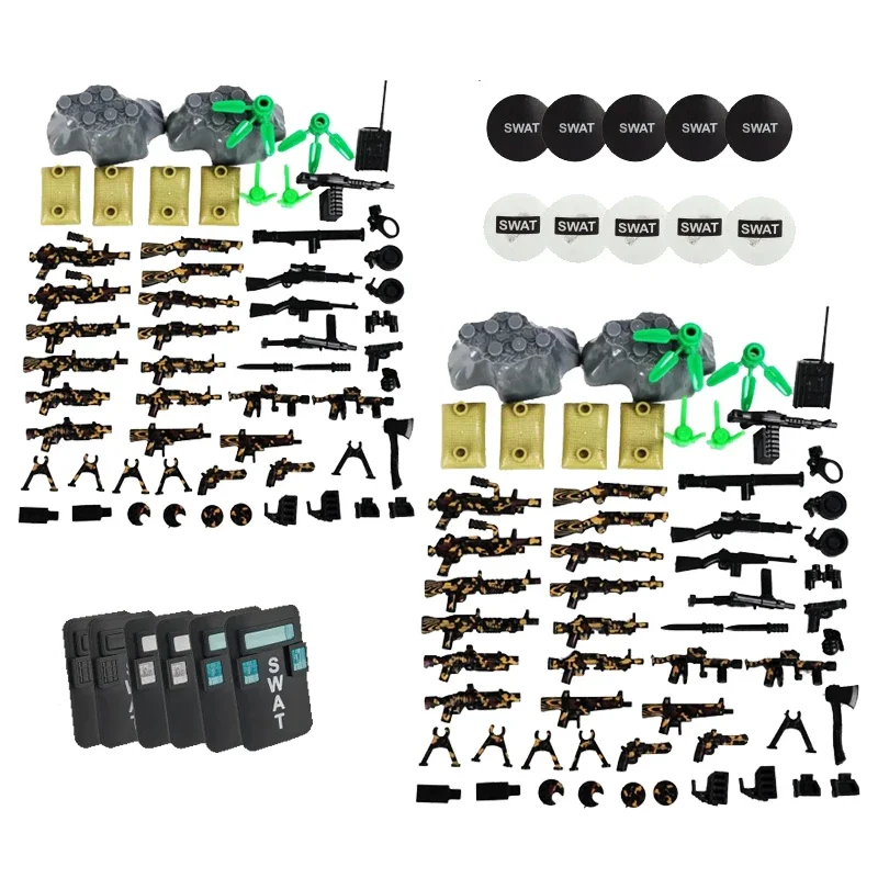 SWAT Weapon Shield Army Bulletproof Vest Self-Locking Bricks Building Blocks Assembly Toy view 2