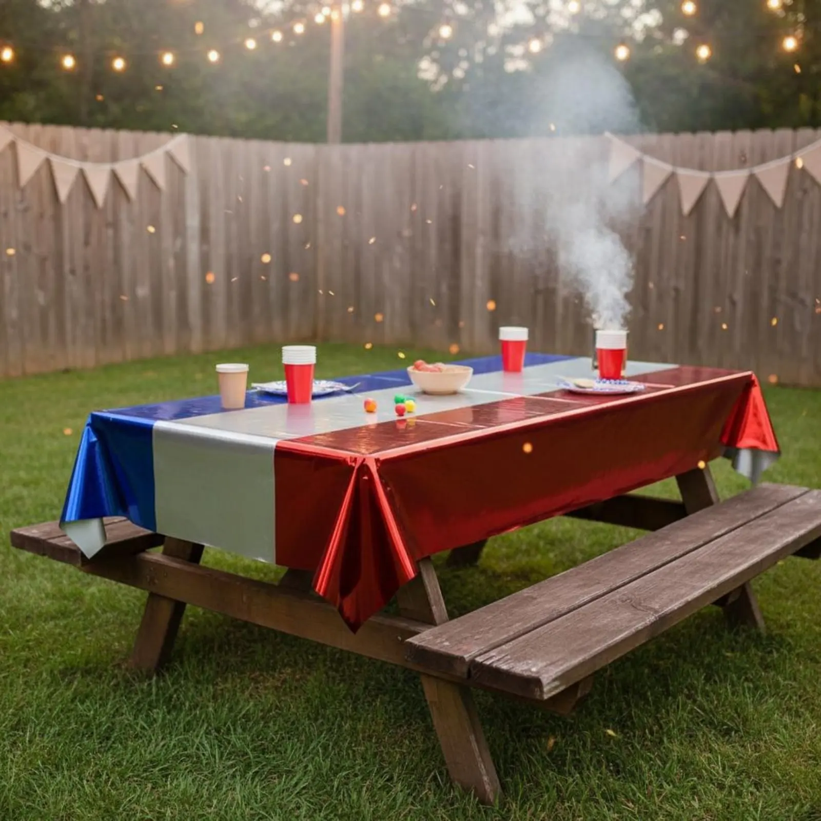 Independence Day Tablecloth Waterproof 4th of July Party Tablecloth Red White and Blue Table Cover Oil-Resistant