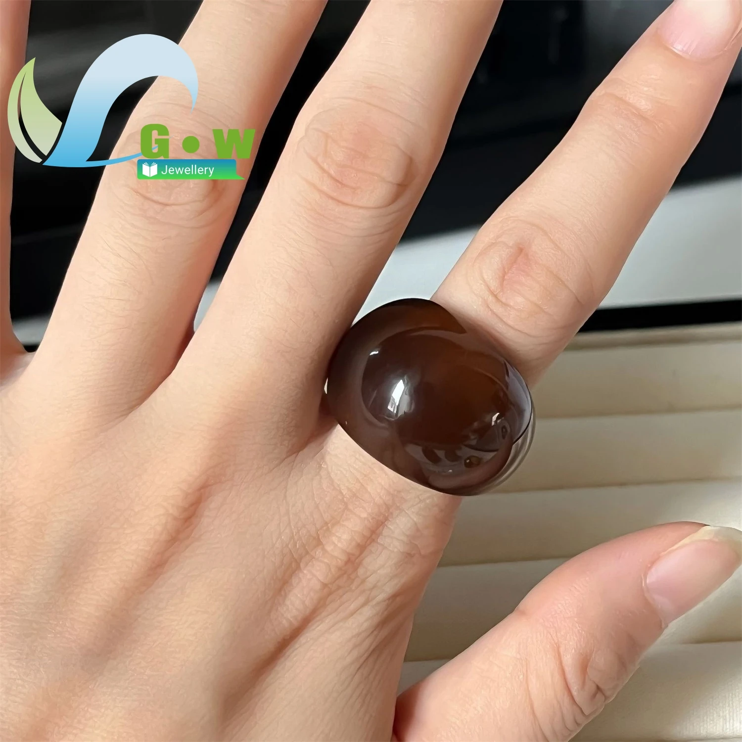 خاتم راتينج فريد للنساء تصميم هندسي بسيط قابل للتعديل بيان البنصر خاتم هدايا مجوهرات أنيقة لعيد ميلادها P