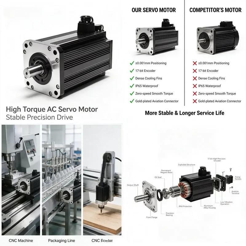 For Numerical Control Three Phase 50Hz Waterproof Servo Motor 7.5KW 48Nm 1500RPM High Torque With Drive Kit IE3 Efficiency