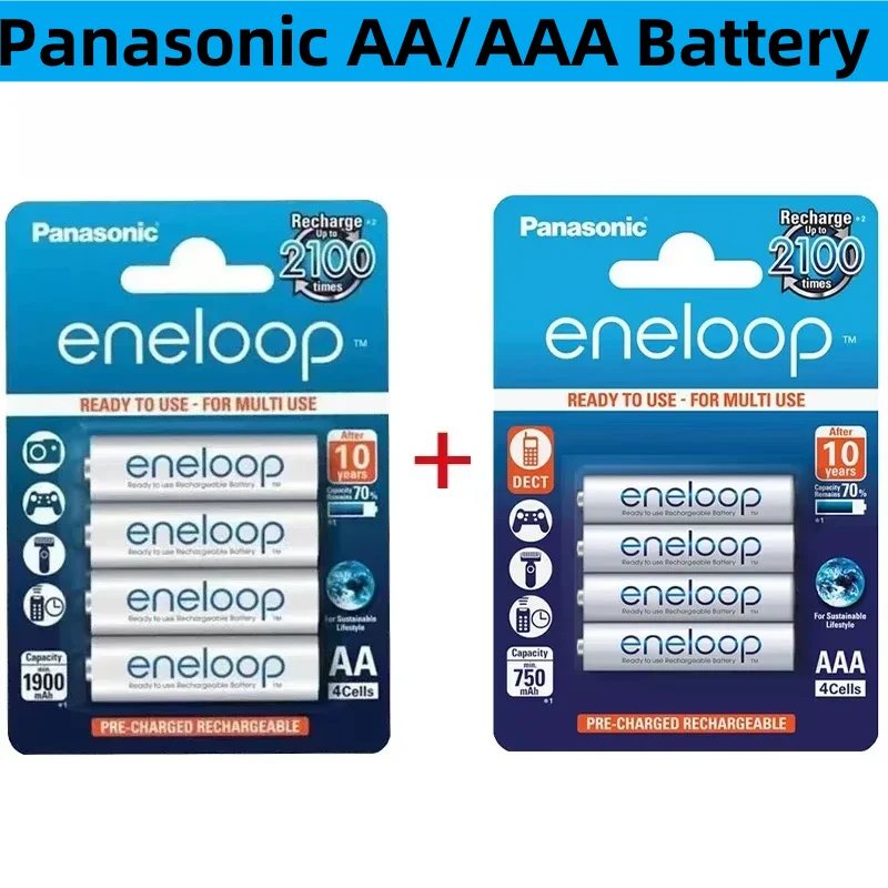 

original Panasonic AA Rechargeable Battery AAA 1.2v 1900mAh 800mAh pre-charged Battery for flashlight camera toys