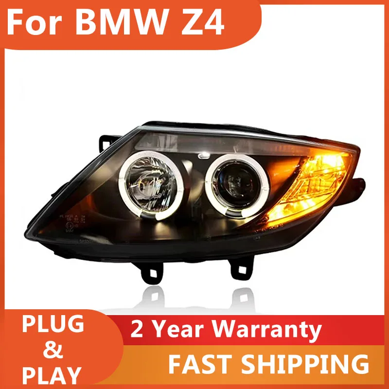 KOWELL تصفيف السيارة لسيارات BMW Z4 E85 المصابيح الأمامية 2003-2008 Z4 رئيس ضوء DRL بدوره إشارة منخفضة عالية شعاع العارض عدسة